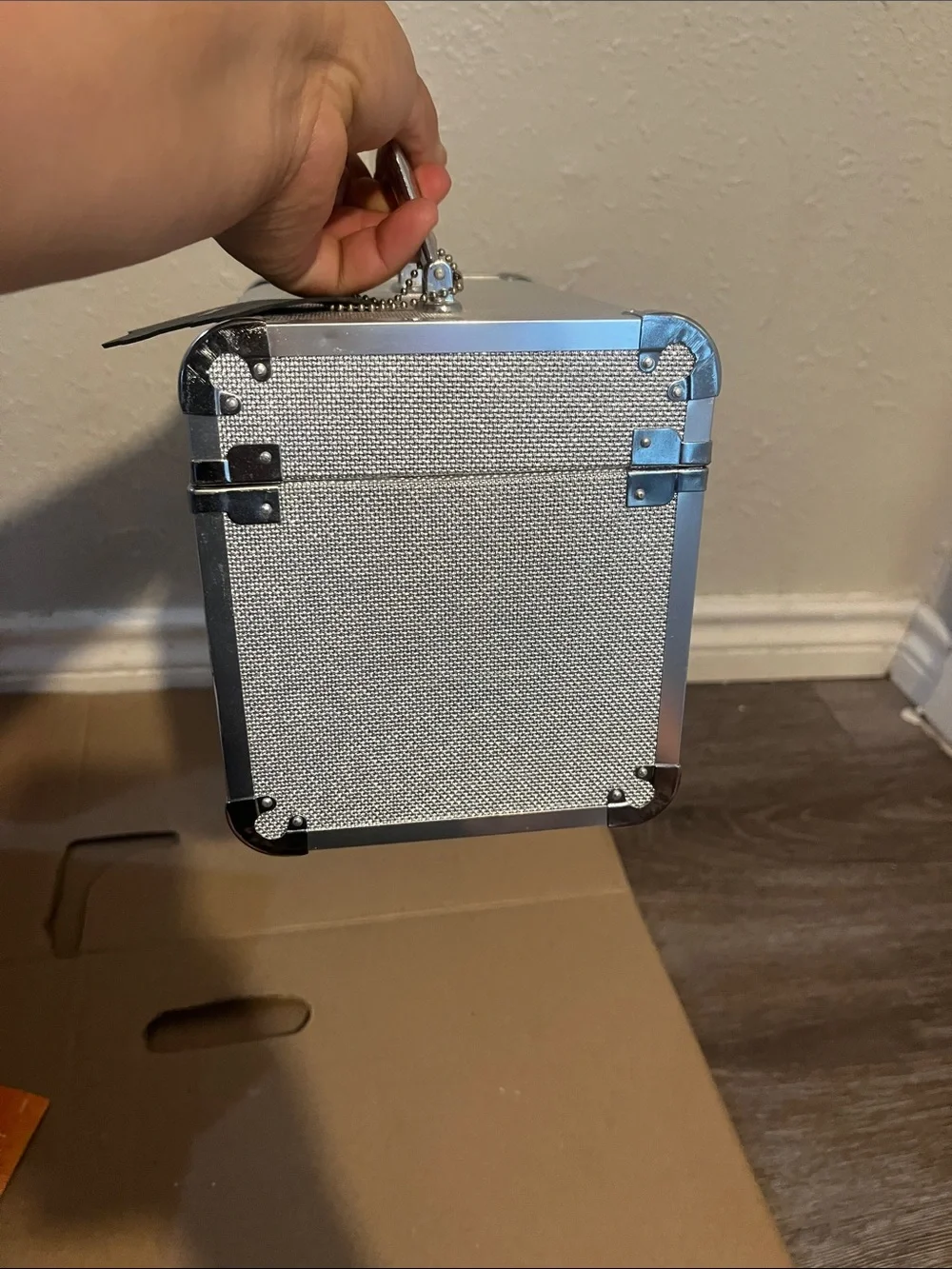 Silver Portable Storage Case with Handle